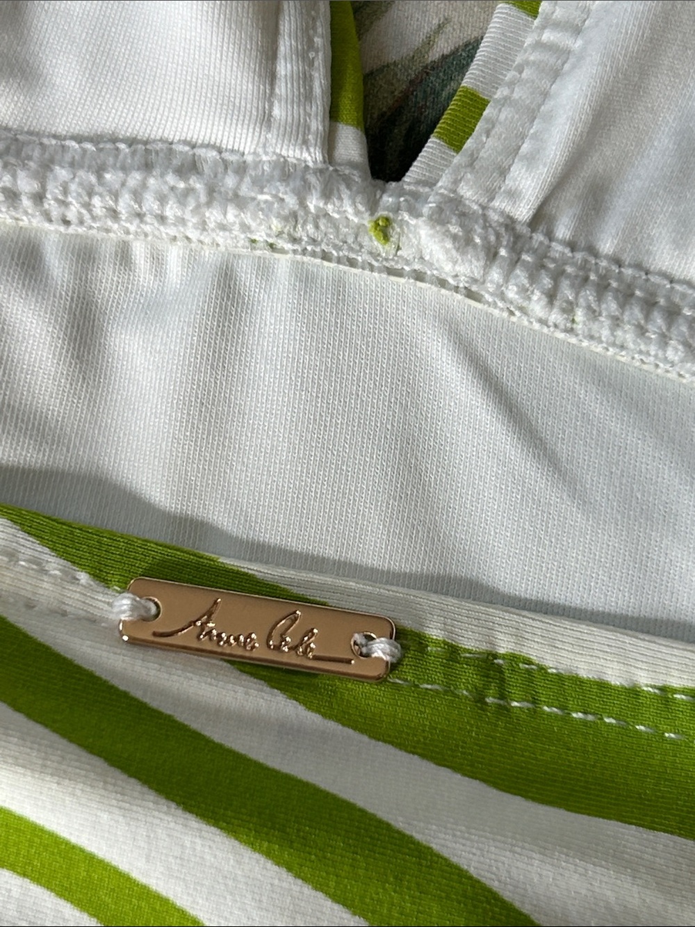 Anne Cole Halter Style Zebra Print Tankini Top Ruching, Gold Charms, Logo Sz Lg - Picture 7 of 13